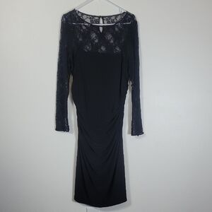 American Living Lace Long Sleeve Dress Size 14 Large Black Whimsigoth Bodycon